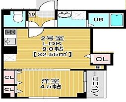 ガーネットコートII 202 2階1LDKの間取り