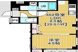 ガーネットコートII 402 4階1LDKの間取り