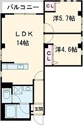 JR総武線 錦糸町駅 徒歩13分の賃貸マンション 5階2LDKの間取り