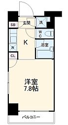ヴェルステージ関内 7階1Kの間取り