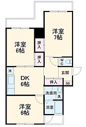 ボヌール貢川 1階3DKの間取り