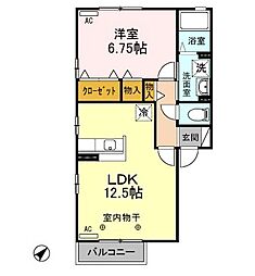 ウィルモアメゾン 2階1LDKの間取り