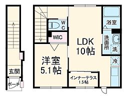藤 2階1LDKの間取り