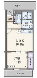 パレ・ソレイユ 405 4階1LDKの間取り