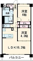 アーバン　トレジャー　ケヤキ 3階2LDKの間取り