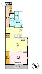 オリーブ津田沼 2階1LDKの間取り