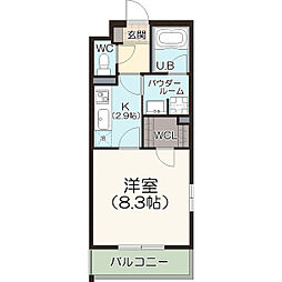 ナビ シティー 川原町 3階1Kの間取り