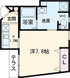 松原戸建 1階1Kの間取り