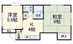 アミューズ磯子壱番館 1階2Kの間取り