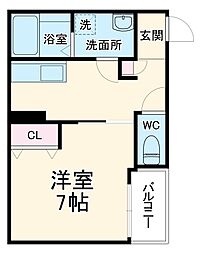 ＬＥＣＯＣＯＮ半田VI 1階1Kの間取り