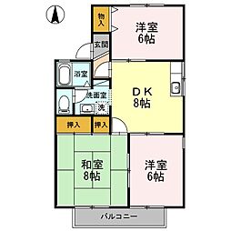 サンビレッジ　Ｂ 2階3DKの間取り