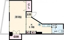 益谷ハイツ 204 2階1Kの間取り