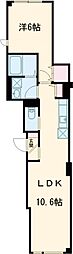 ハレレア 1階1LDKの間取り