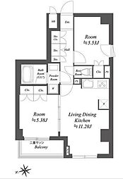 ブランシエスタ荻窪 9階2LDKの間取り