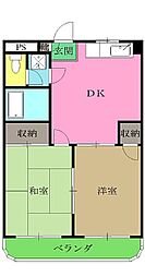 パークハイムＫＡＴＡＫＵＲＡ 3階2DKの間取り