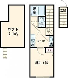 バーミープレイス練馬 2階1Kの間取り