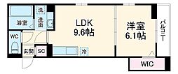 D-ROOM甲府市徳行3丁目 201 2階1LDKの間取り