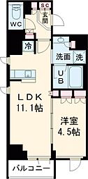 クレストコート旗の台 2階1LDKの間取り