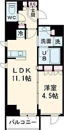 クレストコート旗の台 4階1LDKの間取り