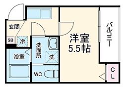 GRADUS鶴ヶ島II 3階1Kの間取り