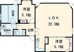 ＦＢＯＸＨＯＵＳＥ 6階2LDKの間取り