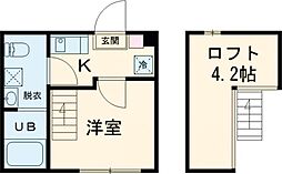 ルシエル北小岩 1階1Kの間取り