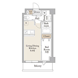 アルファコートお花茶屋II 413 4階1LDKの間取り