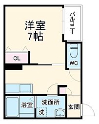 ＬＥＣＯＣＯＮ半田VI 3階1Kの間取り