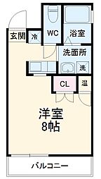 アンリシェール橋本Ｂ 4階ワンルームの間取り