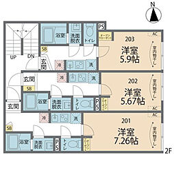 everCrest赤羽志茂（カインドネス赤羽志茂になる予定） 2階1Kの間取り