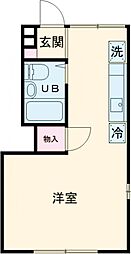 ボナール 1階1Kの間取り