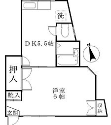 高野荘 1階1DKの間取り