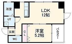 グランデ浄心 8階1LDKの間取り