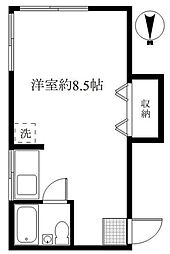 金井荘 1階ワンルームの間取り