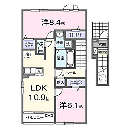 ペルラ ルーチェB 2LDKの間取図画像