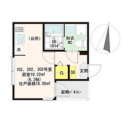 JR大阪環状線 弁天町駅 徒歩15分の賃貸アパート 3階ワンルームの間取り