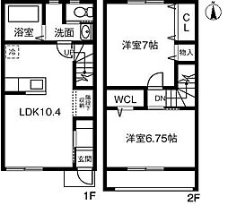 ＦｅｌｉｃｅIII 1階2LDKの間取り