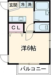 メイプルハウスＢ棟 1階1Kの間取り