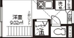 Pont du Gard 3階ワンルームの間取り