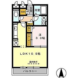 メゾン　エスターブレ 3階1LDKの間取り