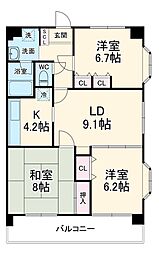ガーデンスクエア北坂戸 5階3LDKの間取り