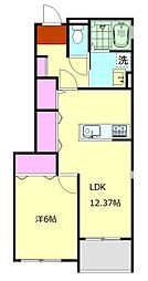 メビウステラス 1階1LDKの間取り