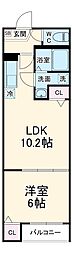 グレアス船橋 3階1LDKの間取り