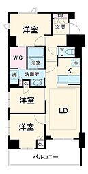 アイガーデン川口 2階3LDKの間取り