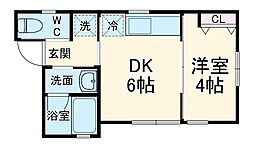 グリーンブーメラン 1階1Kの間取り