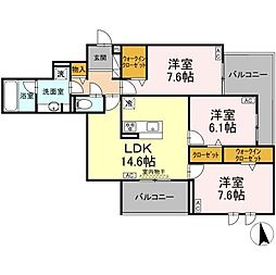 近鉄名古屋線 伏屋駅 徒歩4分の賃貸アパート 2階3LDKの間取り