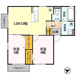 ソラーナ　II 2階2LDKの間取り