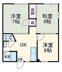 グリーンハイツA 1階3DKの間取り