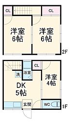 吉川テラスハウス 1階3DKの間取り