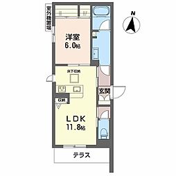シャーメゾンボナンザ 1階1LDKの間取り